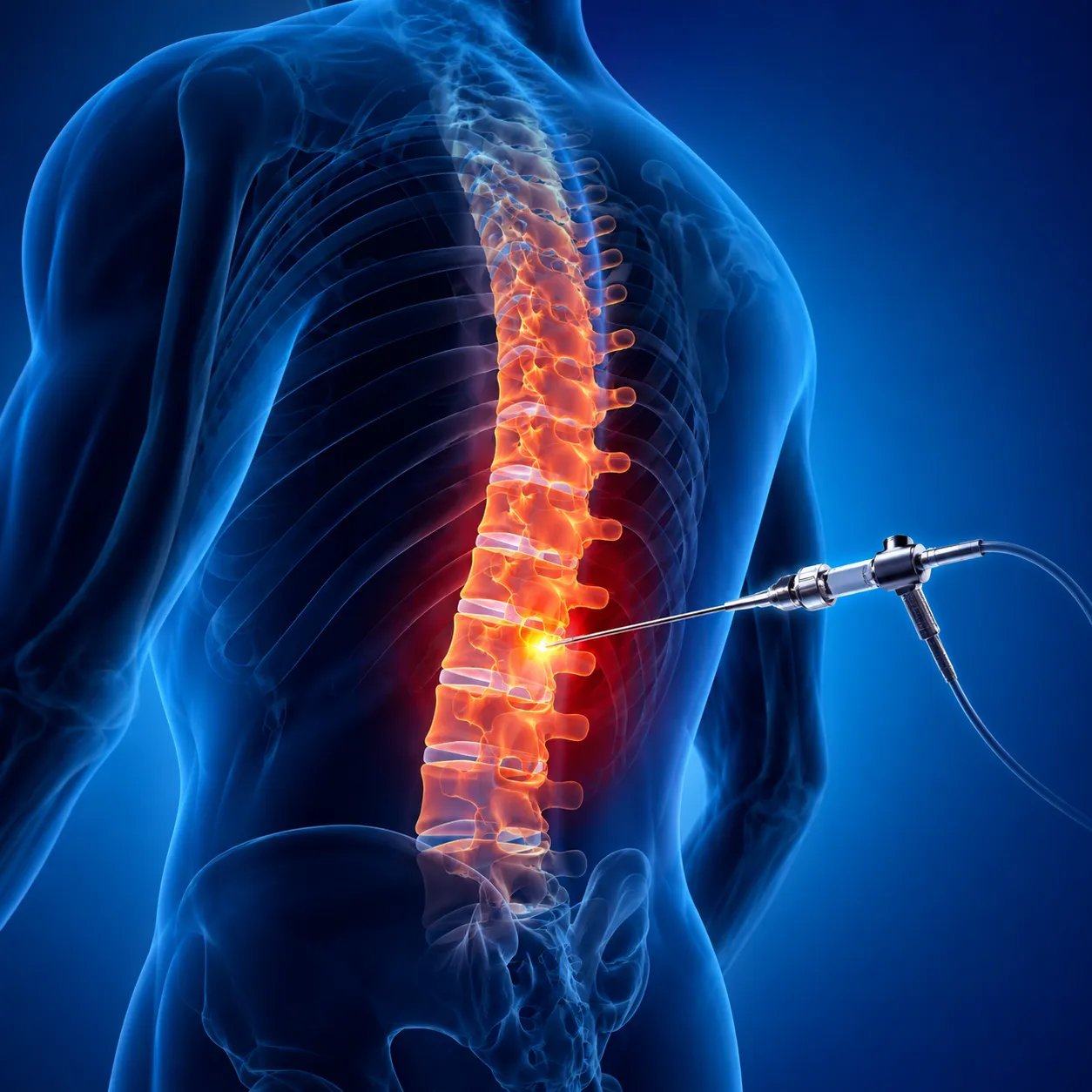 Imagem ilustrativa de cirurgia endoscópica de coluna